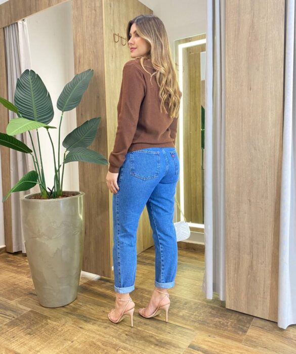 Cardigan Anne Manga Longa Modal com Botões Marrom - Fernanda Ramos Store