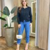 Cardigan Anne Manga Longa Modal com Botões Preto - Fernanda Ramos Store