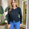 Cardigan Anne Manga Longa Modal com Botões Preto - Fernanda Ramos Store