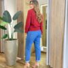 Cardigan Anne Manga Longa Modal com Botões Vermelha - Fernanda Ramos Store