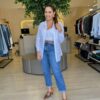 Conjunto Feminino Amanda Cropped com Bojo e Camisa Branca - Fernanda Ramos Store