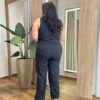 Conjunto Feminino Bela Plus Colete e Calça Risca de Giz Preto - Fernanda Ramos Store