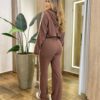 Conjunto Feminino Bia Moletinho Jaqueta com Capuz e Calça Marrom - Fernanda Ramos Store