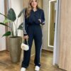 Conjunto Feminino Bia Moletinho Jaqueta com Capuz e Calça Preta - Fernanda Ramos Store