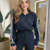 Conjunto Feminino Bia Moletinho Jaqueta com Capuz e Calça Preta - Fernanda Ramos Store