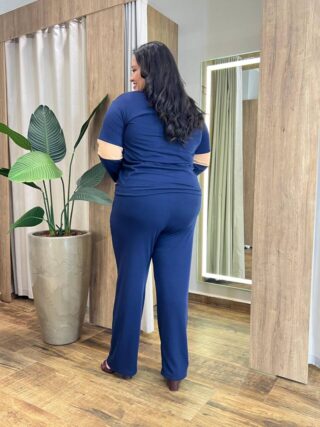 Conjunto Feminino Moletinho Blusa Manga Longa e Calça Azul - Fernanda Ramos Store