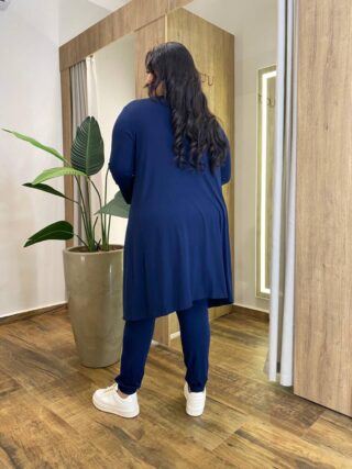 Conjunto Feminino Moletinho Cardigan Regata e Calça Azul - Fernanda Ramos Store