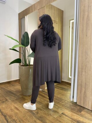 Conjunto Feminino Moletinho Cardigan Regata e Calça Marrom - Fernanda Ramos Store