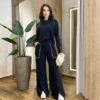 Conjunto Feminino Moletinho Cintia Blusa Manga Longa e Calça Preto - Fernanda Ramos Store