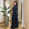 Conjunto Feminino Moletinho Cintia Blusa Manga Longa e Calça Preto - Fernanda Ramos Store