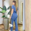 Conjunto Feminino Moletinho Mia Blusa Manga Curta e Calça Cinza - Fernanda Ramos Store