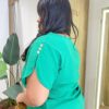 Conjunto Feminino Plus Blusa Manga Curta com Botões e Calça Verde - Fernanda Ramos Store