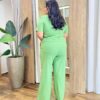 Conjunto Feminino Plus Blusa Manga Curta e Calça com Lastex Verde - Fernanda Ramos Store
