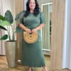 Conjunto Feminino Plus Blusa Manga Curta e Saia Longa Midi Verde - Fernanda Ramos Store