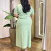Conjunto Feminino Plus Blusa Manga Curta e Saia Midi Detalhes Verde - Fernanda Ramos Store