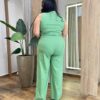 Conjunto Feminino Plus Colete com Bolso Falso e Calça Verde - Fernanda Ramos Store