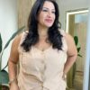 Conjunto Feminino Plus Colete com Botões e Calça Bege - Fernanda Ramos Store