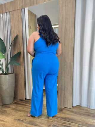 Conjunto Feminino Plus Cropped com Botões e Calça Azul - Fernanda Ramos Store