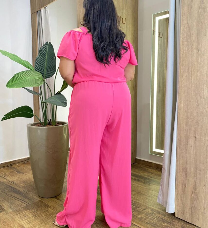 Conjunto Feminino Plus Cropped e Calça com Amarração Pink - Fernanda Ramos Store