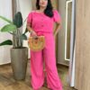 Conjunto Feminino Plus Cropped e Calça com Amarração Pink - Fernanda Ramos Store