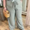 Conjunto Feminino Plus Cropped e Calça com Amarração Verde Oliva - Fernanda Ramos Store