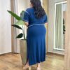 Conjunto Feminino Plus Isis Blusa Manga Curta e Saia Longa Midi Azul - Fernanda Ramos Store