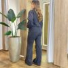 Conjunto Feminino Tricot Camily Blusa Gola Alta e Calça Mesclado - Fernanda Ramos Store
