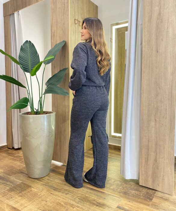 Conjunto Feminino Tricot Camily Blusa Gola Alta e Calça Mesclado - Fernanda Ramos Store