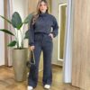 Conjunto Feminino Tricot Camily Blusa Gola Alta e Calça Mesclado - Fernanda Ramos Store