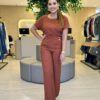 Conjunto Maia Feminino Viscolinho Blusa e Calça Caramelo - Fernanda Ramos Store