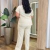 Conjunto Maia Feminino Viscolinho Plus Blusa e Calça Bege - Fernanda Ramos Store