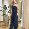 Conjunto Mayla Cropped Tomara que Caia sem Bojo e Calça Preto - Fernanda Ramos Store