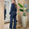 Conjunto Moletinho Pérola Blusa Manga Longa e Calça Preto - Fernanda Ramos Store