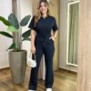 Conjunto Moletinho Vanessa Blusa Manga Curta e Calça Preto - Fernanda Ramos Store