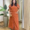 Conjunto Viscolinho Plus Blusa Manga Curta e Saia Longa TerraCota - Fernanda Ramos Store