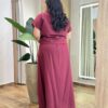 Conjunto Viscolinho Plus Blusa Manga Curta e Saia Longa Vinho - Fernanda Ramos Store