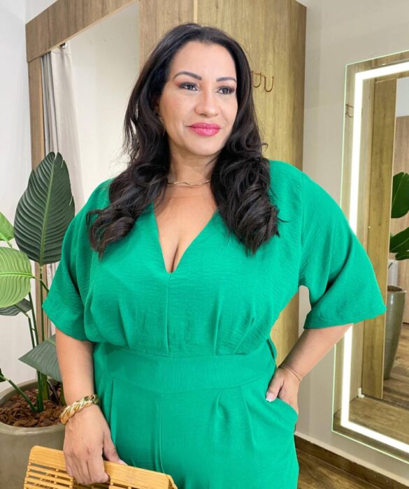 Macacão Feminino Longo Plus Angelica sem Bojo e Bolso Verde - Fernanda Ramos Store