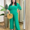 Macacão Feminino Longo Plus Angelica sem Bojo e Bolso Verde - Fernanda Ramos Store