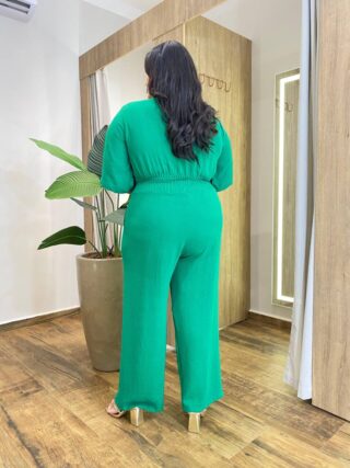 Macacão Feminino Longo Plus Angelica sem Bojo e Bolso Verde - Fernanda Ramos Store