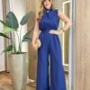 Macacão Feminino Longo Teresa sem Bojo Amarração e Lastex Azul - Fernanda Ramos Store