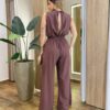 Macacão Feminino Longo Teresa sem Bojo Amarração e Lastex Marrom - Fernanda Ramos Store