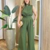 Macacão Feminino Longo Teresa sem Bojo Amarração e Lastex Verde - Fernanda Ramos Store