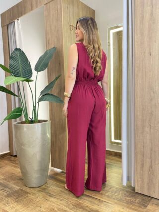 Macacão Feminino Longo Teresa sem Bojo Amarração e Lastex Vinho - Fernanda Ramos Store