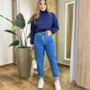 Moletom Flanelado Cropped com Gola Azul Marinho - Fernanda Ramos Store