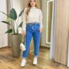 Moletom Flanelado Cropped com Gola Bege - Fernanda Ramos Store