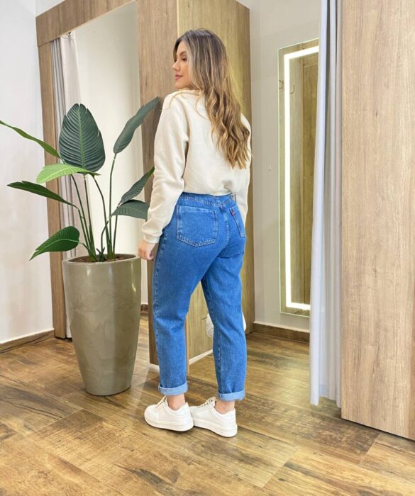Moletom Flanelado Cropped com Gola Bege - Fernanda Ramos Store