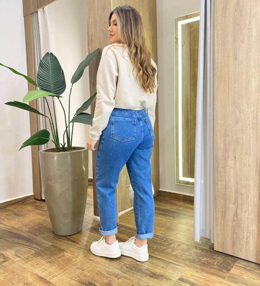 Moletom Flanelado Cropped com Gola Bege - Fernanda Ramos Store