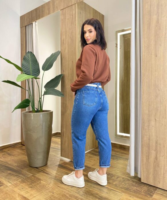 Moletom Flanelado Cropped com Gola Caramelo - Fernanda Ramos Store