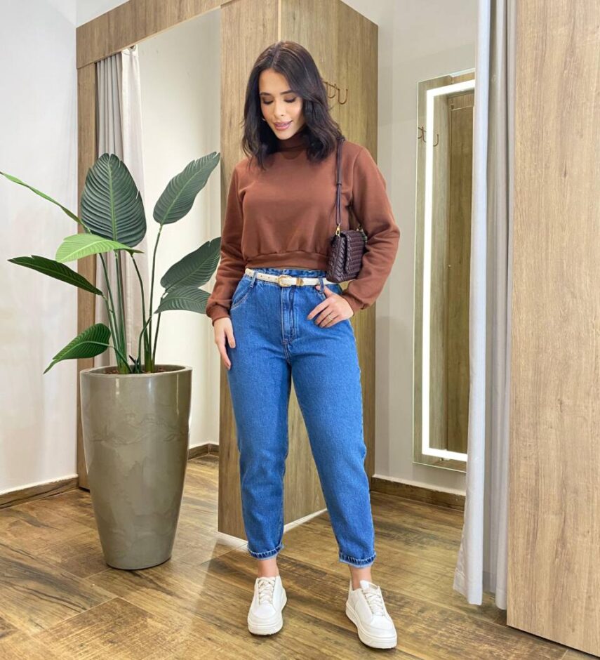 Moletom Flanelado Cropped com Gola Caramelo - Fernanda Ramos Store