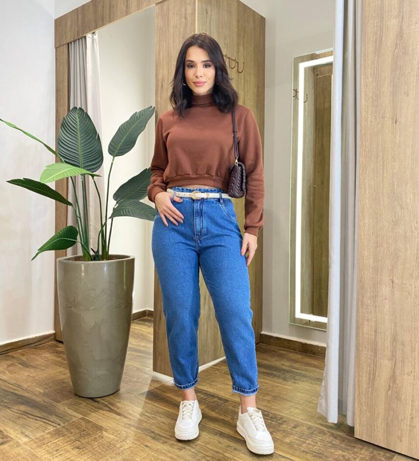 Moletom Flanelado Cropped com Gola Caramelo - Fernanda Ramos Store